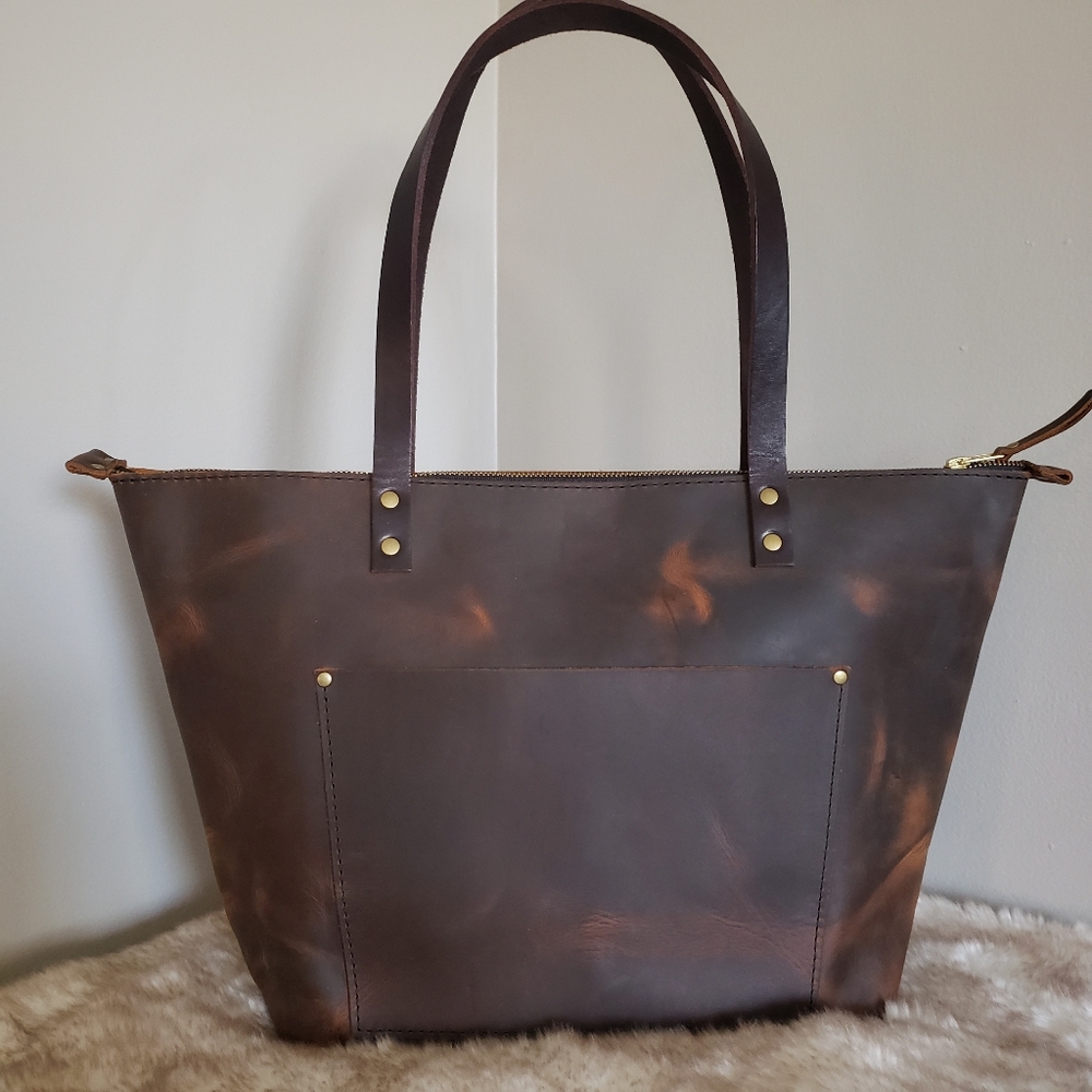 New Portland Leather Goods Large Zipper Tote in Canyon